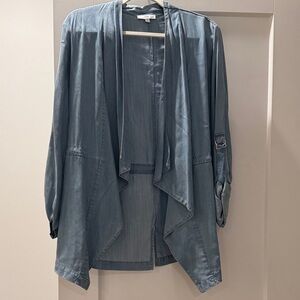 Women's Tencel Denim Blue Draped Jacket